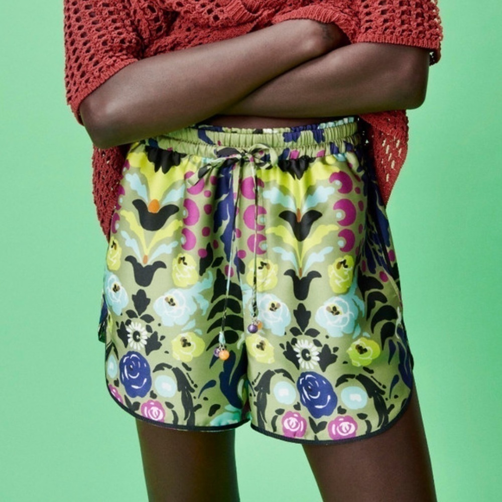 Zara High-Waisted Satin Effect Shorts